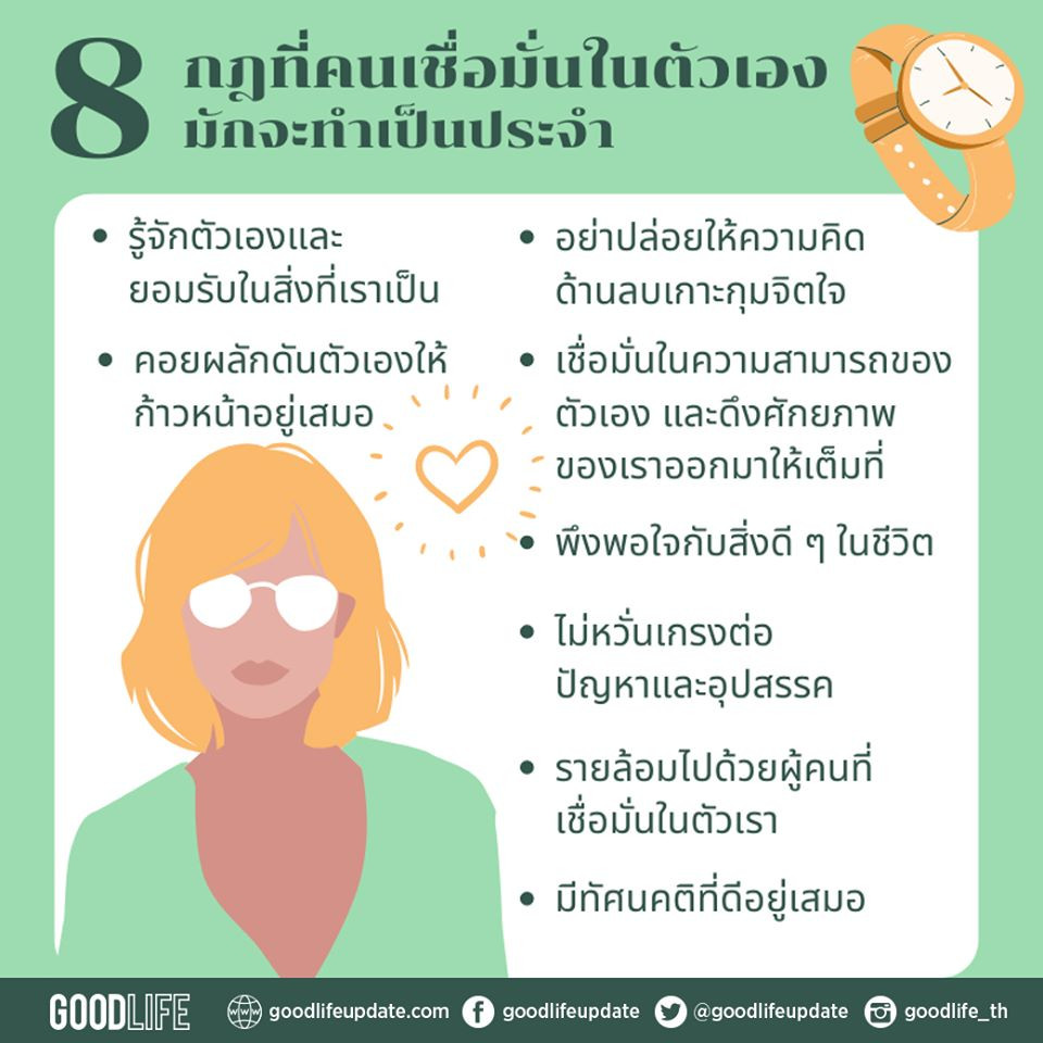 8 กฎคนเชื่อมั่นในตนเองมักทำเป็นประจำ